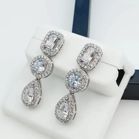 "925 Sterling Silver Cubic Zircon Earrings, UU1P7A7024 - Picture 4 of 11